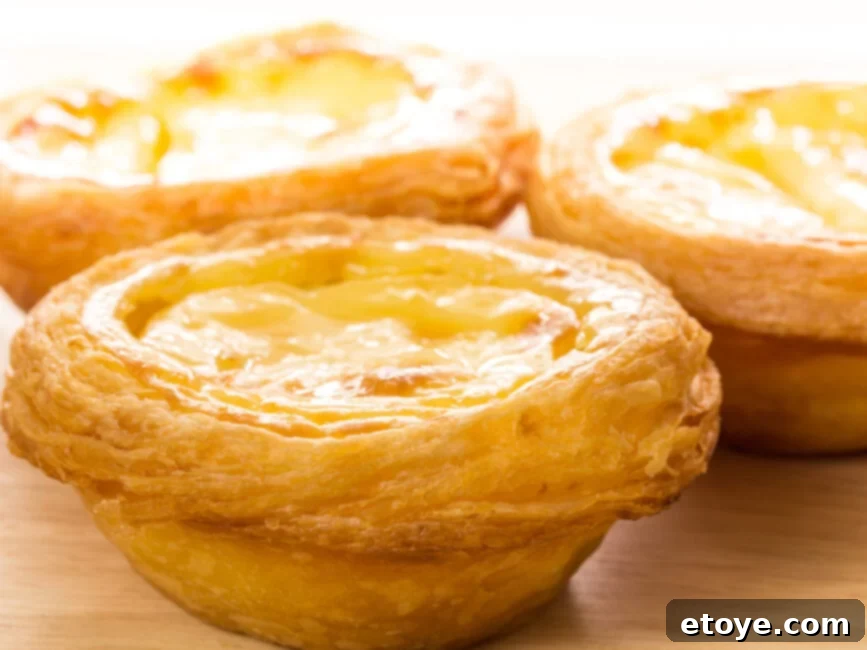 Chinese New Year Hong Kong Egg Tarts with flaky crust