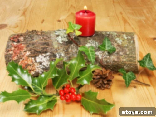Chinese New Year yule log decorated with red ribbons