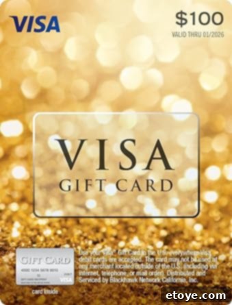 A Visa Prepaid Gift Card showcased on a decorative background, symbolizing the gift of choice and endless shopping possibilities.