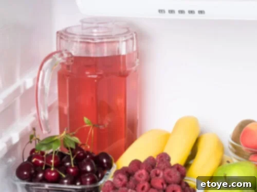 Shelf Life of Refrigerated Tea 2 A pitcher of tea in the fridge