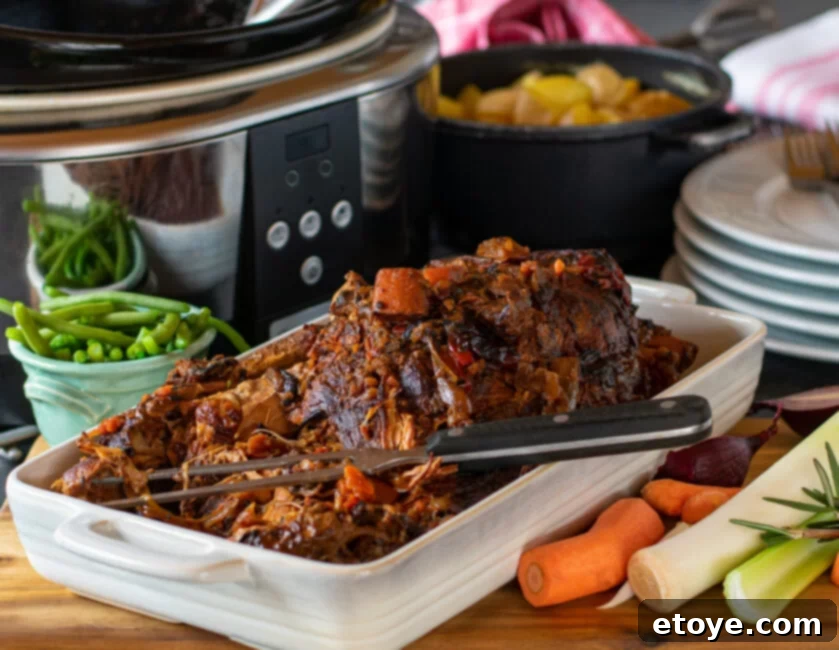 Pork cooking in a slow cooker