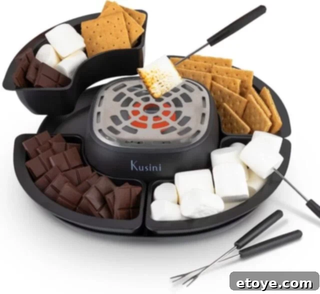 Kusini Smores Maker Tabletop Indoor - Flameless Electric Marshmallow Roaster for Safe and Fun Indoor S'mores