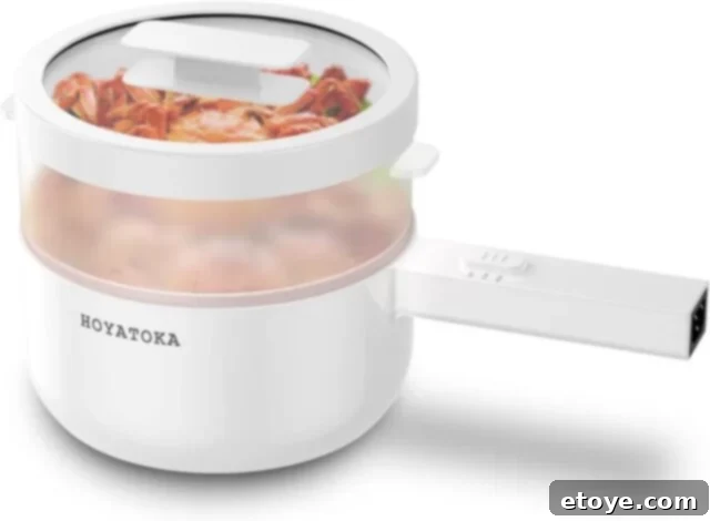 Hoyatoka Electric Hot Pot, 1.5L Portable Non-Stick Electric Cooker with Steamer for Versatile Cooking