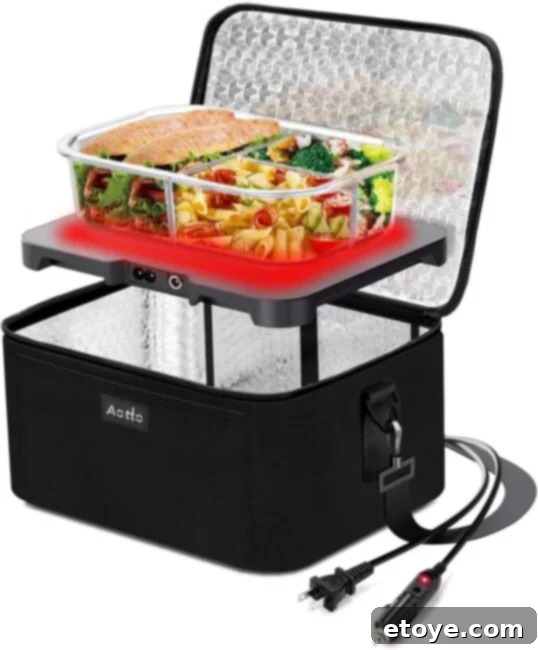Aotto Portable Oven, 12V, 24V, 110V Food Warmer, Portable Mini Personal Microwave for On-the-Go Meals