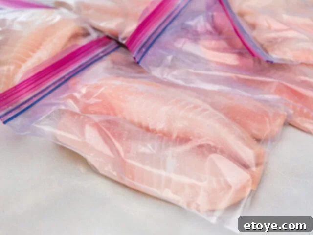 Ziploc baggies with fish filets