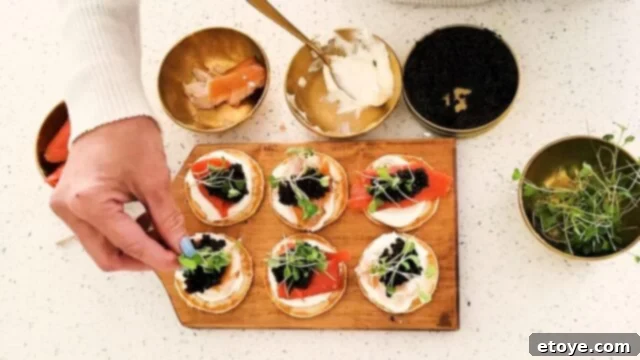 The Ultimate Salmon Blini Board 8 Garnish with some microgreens