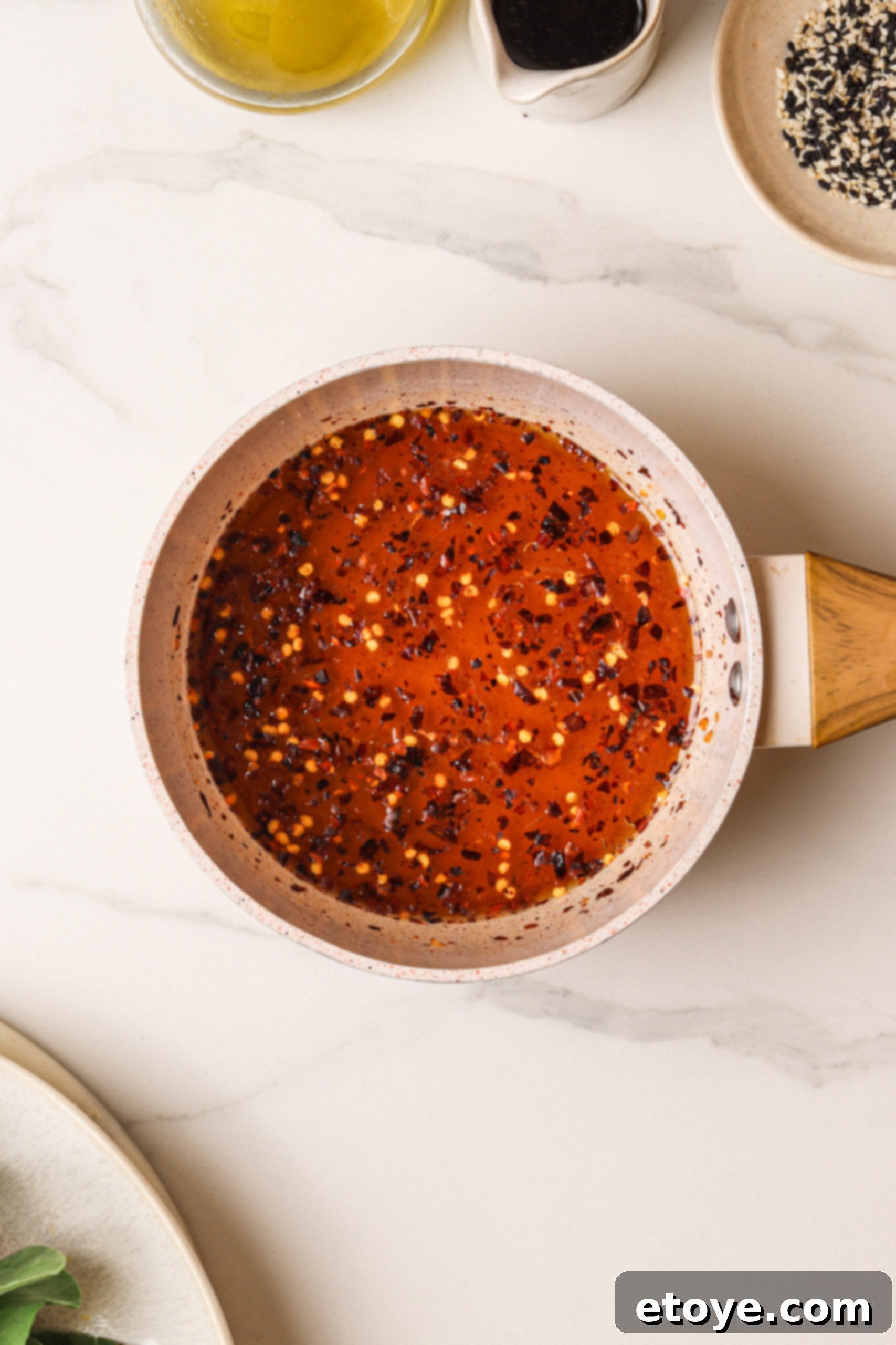 Spicy Honey Glazed Crispy Salmon Bowl 6 Making hot honey glaze step 2