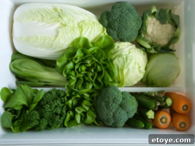 The Ultimate Guide to Fall Vegetables 13 Various fall vegetables including squash, root vegetables, and greens stored properly in a kitchen or pantry setting.