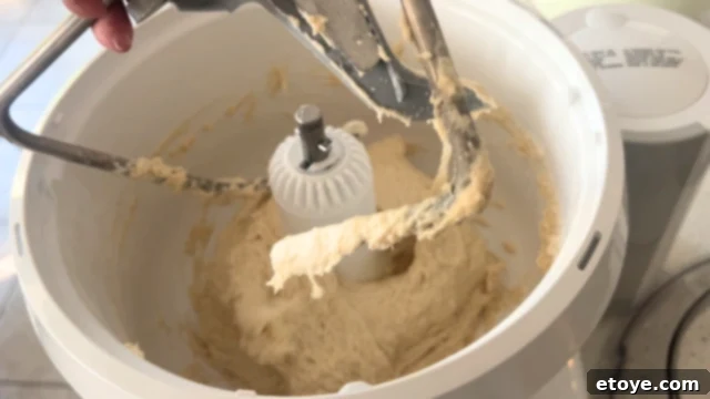 Bosch Universal Plus Kitchen Mixer Deep Dive 4 Bosch Universal Plus Kitchen Stand Mixer expertly kneading dough in its clear bowl, demonstrating its power and efficiency.