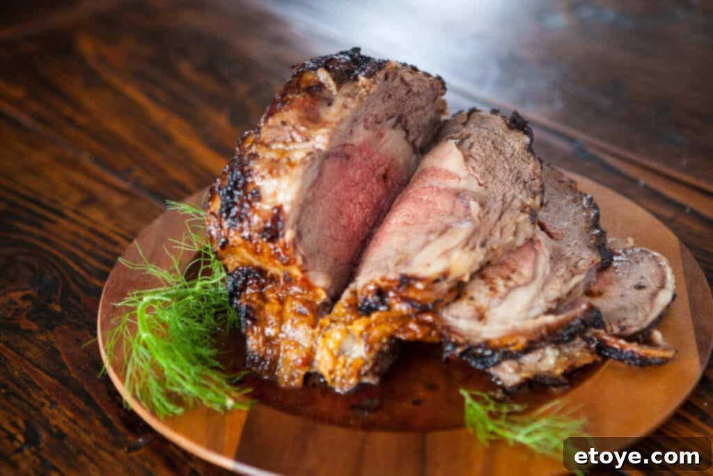 Prime Rib Roast with Miso Jus Recipe Close-up of Prime Rib Roast coated with Miso rub