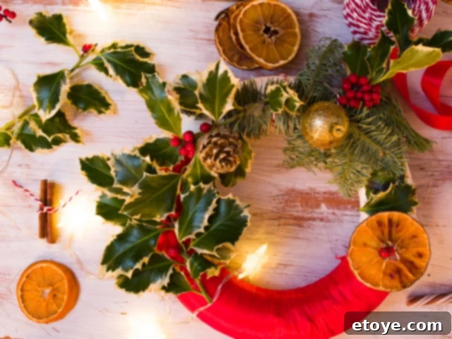 Guide to making a beautiful holly wreath with natural greenery