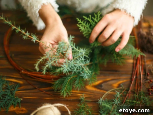 Crafting a beautiful DIY natural holiday wreath
