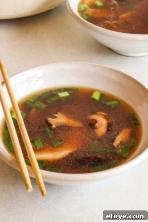 Quick Umami Mushroom Miso Soup 4 Ingredients for easy mushroom miso broth soup recipe