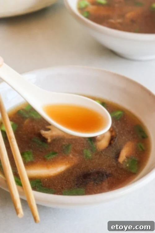 Quick Umami Mushroom Miso Soup 6 Mushroom miso broth soup ready to serve