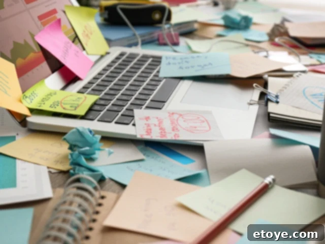 From Overwhelmed to Organized: Taming Your To-Do List 2 overwhelmed with tasks, person with many thought bubbles