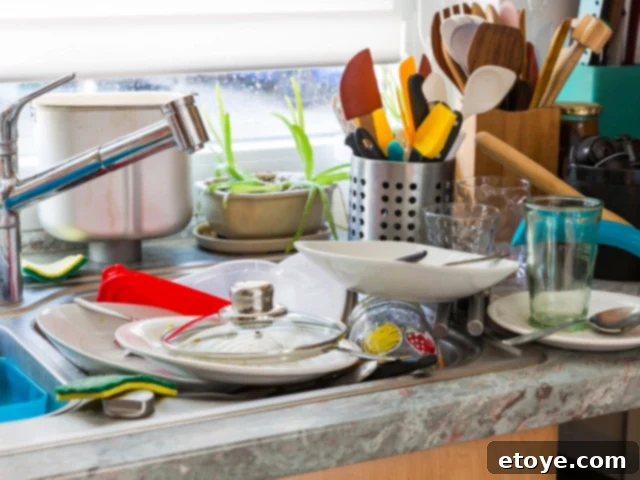 From Overwhelmed to Organized: Taming Your To-Do List 5 pile of dirty dishes, symbolizing accumulated tasks