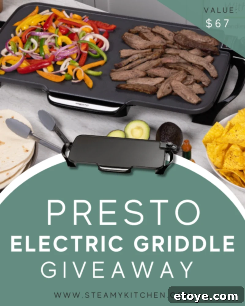 Enter to Win a Presto Electric Griddle 2 Presto Electric Griddle Giveaway - Large cooking surface