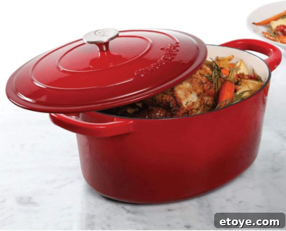 CrockPot Artisan Cast Iron Dutch Oven in a kitchen setting