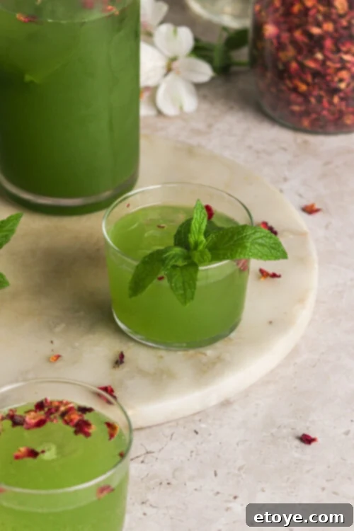 Cucumber Rose Cooler with mint and lime
