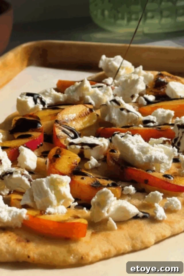 Final touch: Drizzling balsamic glaze over the finished flatbread