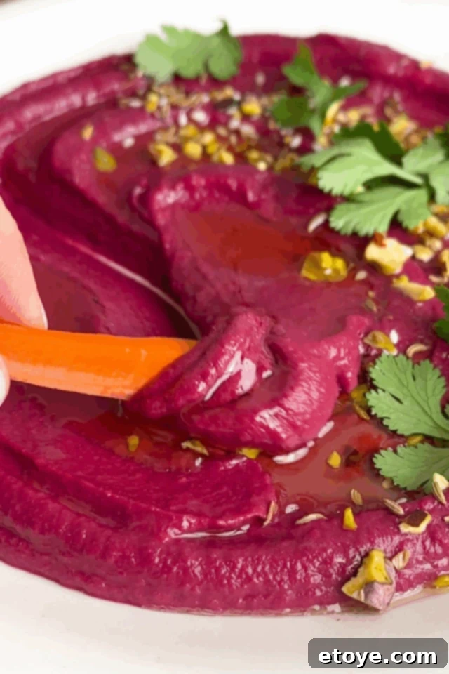 Crafting Purple Sweet Potato and Ginger Hummus 6 A final shot of Purple Sweet Potato Hummus with all its vibrant toppings