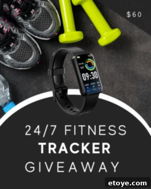 Score a New Fitness Watch 2 A sleek fitness tracker displaying health data