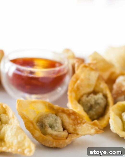 close up of wontons