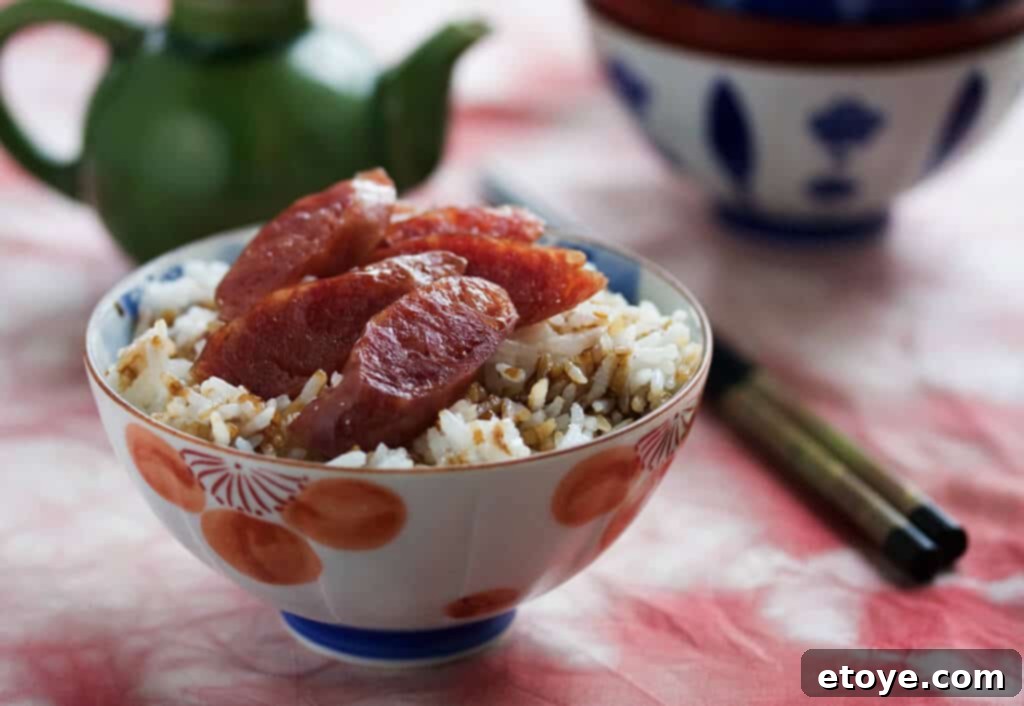Chinese Sausage and Rice Recipe in a bowl