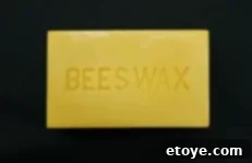 Close-up of a beeswax candle from Mohawk Valley Trading Co.