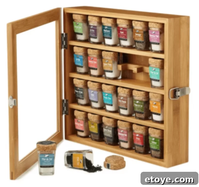 Win an Exquisite Bamboo Salt Cellar from Uncommon Goods 3 Artisanal Bamboo Salt Chest featuring 24 gourmet salts in glass jars