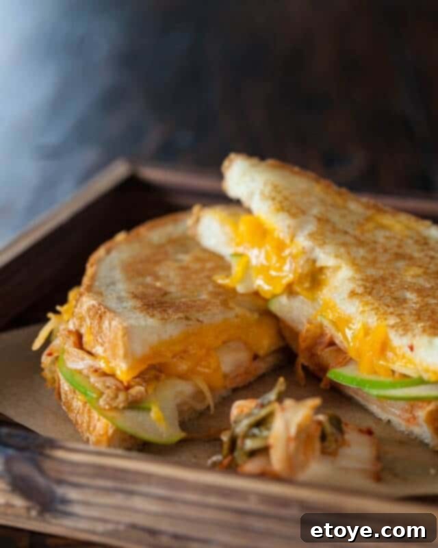 Kimchi Krunch Melt 3 Close-up of vibrant, fermented kimchi