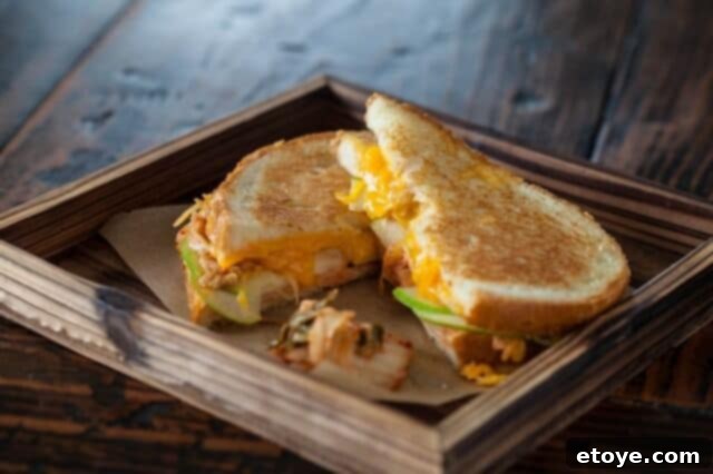 Kimchi Krunch Melt 6 A perfectly grilled kimcheese sandwich, golden brown and inviting