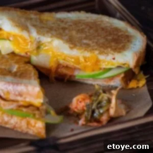 Kimchi Krunch Melt 7 A finished Grilled Kimcheese Sandwich, golden brown and inviting