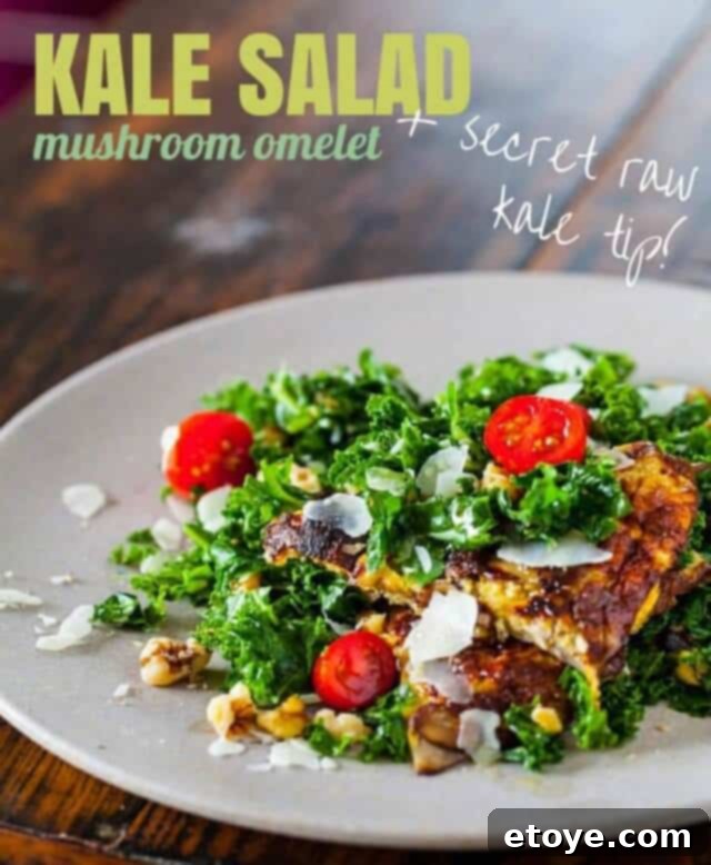 Mushroom Omelet and Kale Salad 2 kale-salad