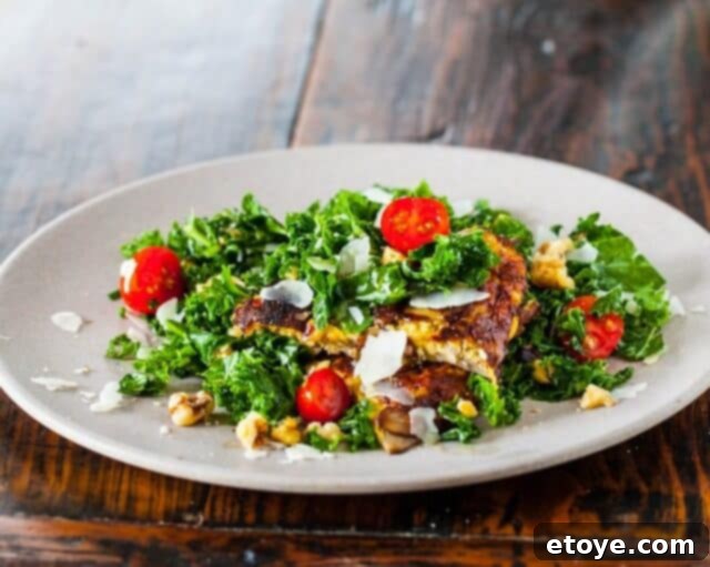 Mushroom Omelet and Kale Salad 3 spicy kale salad with miso mushroom omelette recipe