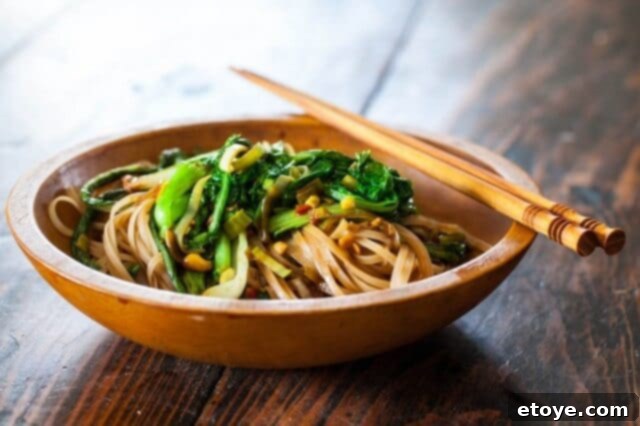 Satay Noodles and Greens Recipe bowl of noodles
