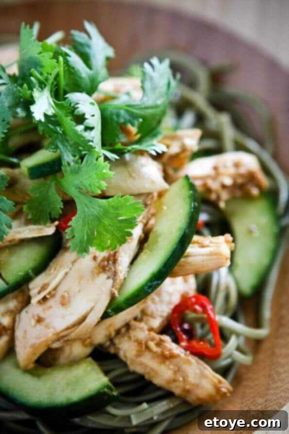 Delicious Asian Sesame Chicken Noodle Salad with Fresh Ingredients