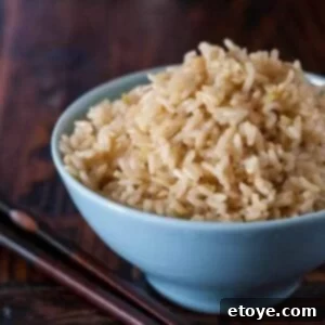 Perfectly fluffy brown rice cooked in the microwave