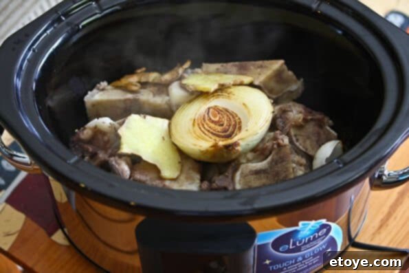 crockpot-pho-beef ingredients Ingredients for Crockpot Pho broth in slow cooker