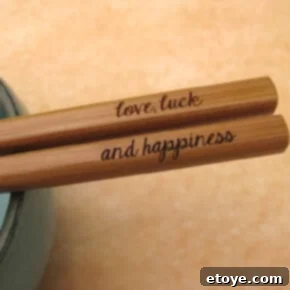 Win Foodie Gifts from ShopTwine.com 5 Engraved Bamboo Chopsticks - Love, Luck, Happiness