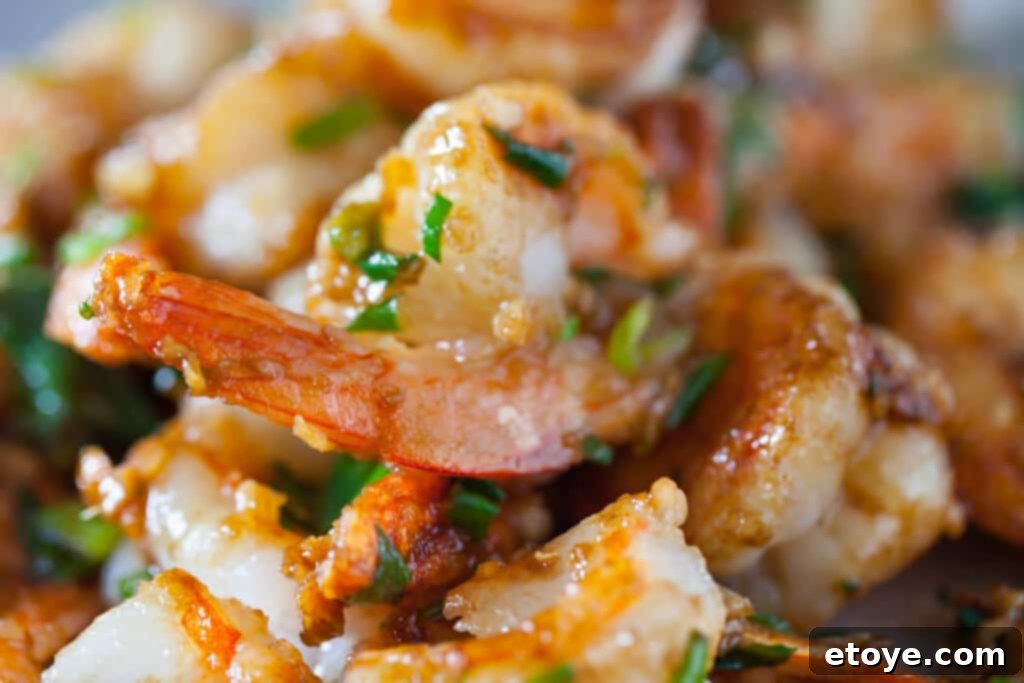 Yummy Garlic Ginger Shrimp Stir Fry Recipe close up