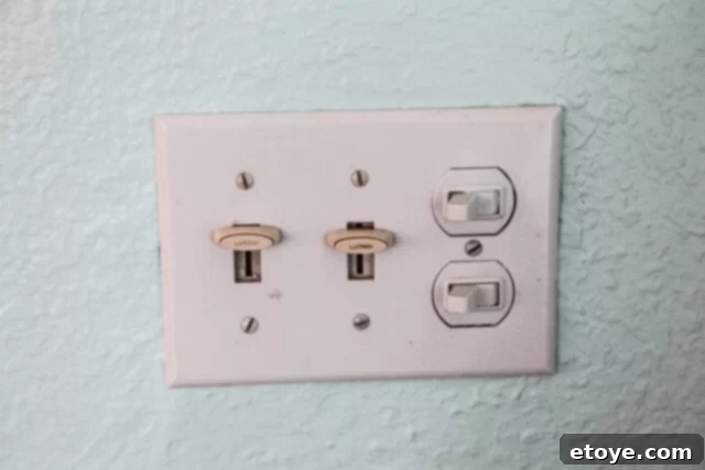 Adorne Products 500 Wall Makeover Challenge 5 Old, Outdated Light Switch in Cottage