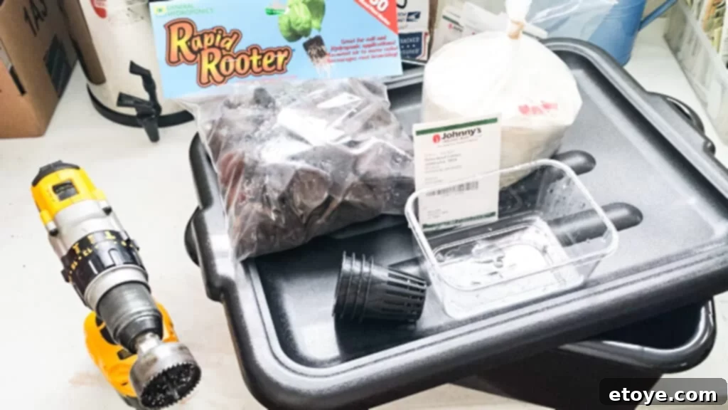 Materials for Easy Tub Hydroponics Setup