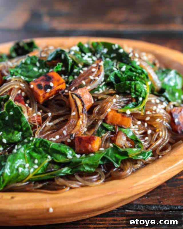 Savory Plant-Based Korean Japchae Noodles 2 Korean Japchae Noodles Recipe Vegetarian