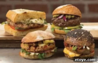 Win Omaha Steaks' Burger Trio 3 Variety of Omaha Steaks gourmet burgers ready for cooking, representing the burger trio package