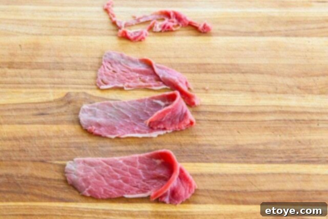 Korean BBQ Beef Jerky 6 Different thicknesses of beef slices for jerky