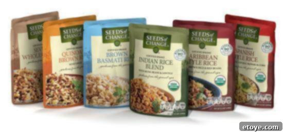 Assortment of Seeds of Change organic ready-to-heat rice and grain blends