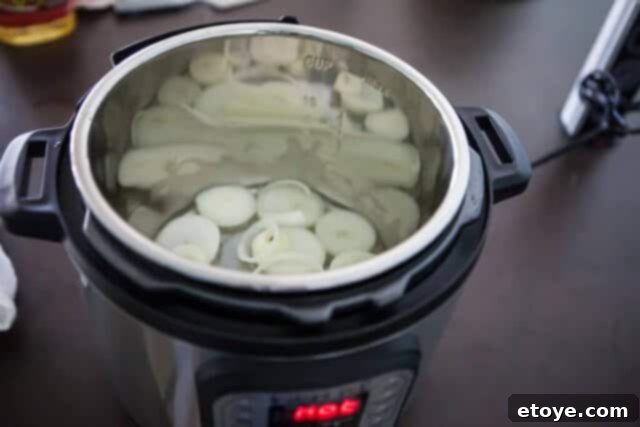 Quick Ramen Delight 10 saute onion in instant pot