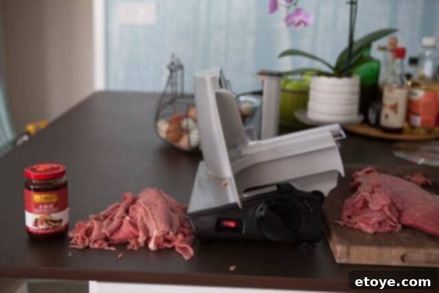 Excalibur Dehydrator Review and Giveaway 7 Thinly sliced London Broil ready for marination.