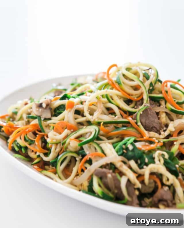 Zucchini Noodles Recipe Close-up of Delicious Zucchini Noodles Recipe